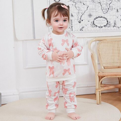 Baby Girl Fall Winter Outfits Toddler Clothes Long Sleeve Floral Graphic Crewneck Sweatshirt + Joggers Pants Set in Saudi Arabia