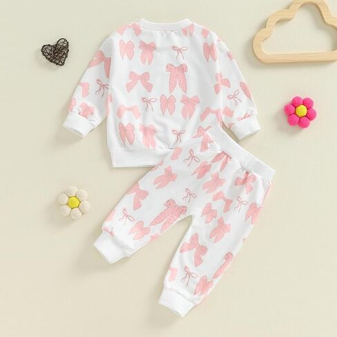 Baby Girl Fall Winter Outfits Toddler Clothes Long Sleeve Floral Graphic Crewneck Sweatshirt + Joggers Pants Set in Saudi Arabia