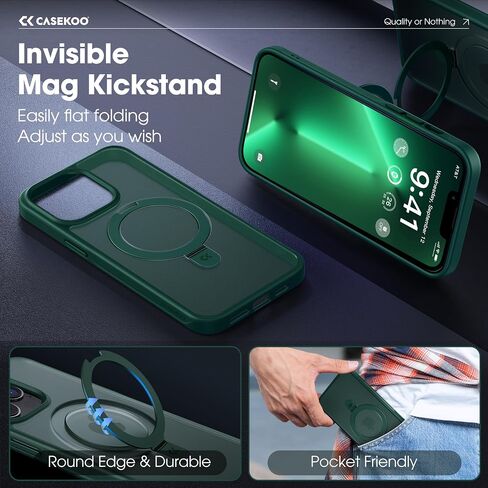 CASEKOO Designed for iPhone 16 Pro Max Case with Magnetic Invisible Stand [Military Drop Protection] [Compatible with MagSafe] Shockproof Slim Translucent Matte Promax Case 6.9 Inch 2024, Black in Saudi Arabia