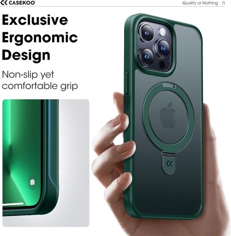 CASEKOO Designed for iPhone 16 Pro Max Case with Magnetic Invisible Stand [Military Drop Protection] [Compatible with MagSafe] Shockproof Slim Translucent Matte Promax Case 6.9 Inch 2024, Black in Saudi Arabia