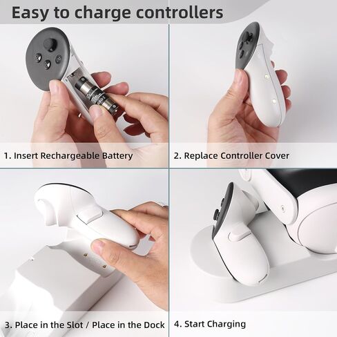 Smatree Charging Dock Compatible for Oculus Quest 3/Meta Quest 3,Charge Controllers and Headset Simultaneously, VR Charging Station with LED Light, with 2 Rechargeable Controller Batteries(NO Adapter) in Kuwait