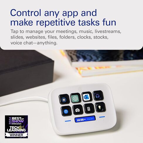 Elgato Stream Deck Neo – 8 Customizable Keys, 2 Touch Points, Speed Through Tasks & Workflows - Control Word, Excel, PowerPoint, Teams, Zoom, Spotify and more, Drag-’n-Drop Setup - Works with Mac & PC in Saudi Arabia