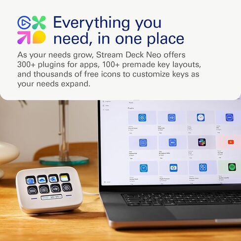 Elgato Stream Deck Neo – 8 Customizable Keys, 2 Touch Points, Speed Through Tasks & Workflows - Control Word, Excel, PowerPoint, Teams, Zoom, Spotify and more, Drag-’n-Drop Setup - Works with Mac & PC in Saudi Arabia