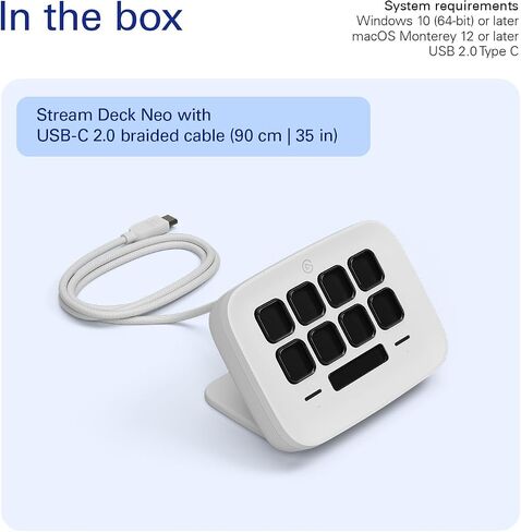 Elgato Stream Deck Neo – 8 Customizable Keys, 2 Touch Points, Speed Through Tasks & Workflows - Control Word, Excel, PowerPoint, Teams, Zoom, Spotify and more, Drag-’n-Drop Setup - Works with Mac & PC in Saudi Arabia