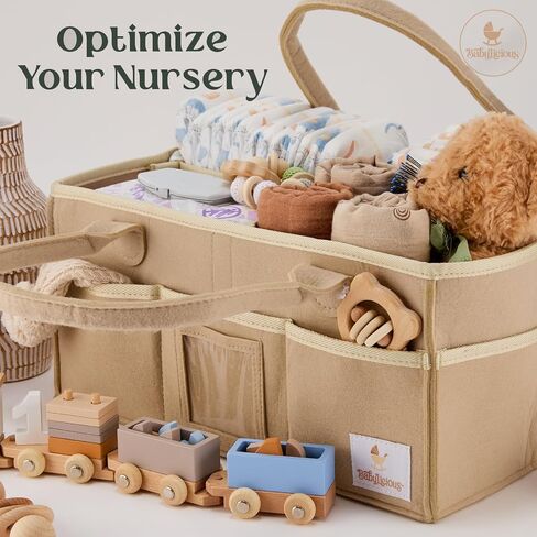 Babylicious Baby Diaper Caddy Organizer | Felt Changing Table Organizer - Large | Diaper Organizer for Changing Table | Name Card Included - Newborn Essentials Must Haves for Parents Heather Grey in Saudi Arabia