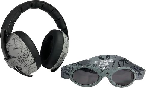 BANZ Baby Earmuffs Infant and Toddler Hearing Protection Headphones - Packaged Sunglasses Ages 0–2 Years – Ultimate Child Ear and Eye Protection – Stop Noise – Block Sun (Doodle Pink) | NRR 26dB, Passive Noise Cancellation, Adjustable headband, Sport Even in Saudi Arabia