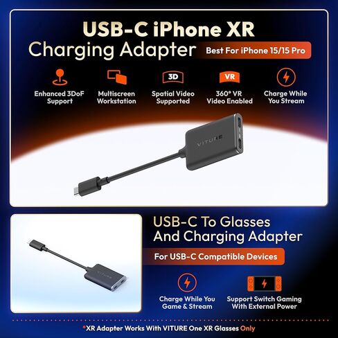 One Lite for iPhone 15 Pack: XR Glasses & USB- C XR Charging Adapter: Seamless Support on Spatial Video, VR Features Compatible with iPhone 15, Charge and Play. in Kuwait