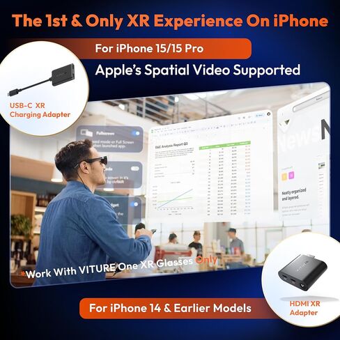 One Lite for iPhone 15 Pack: XR Glasses & USB- C XR Charging Adapter: Seamless Support on Spatial Video, VR Features Compatible with iPhone 15, Charge and Play. in Kuwait