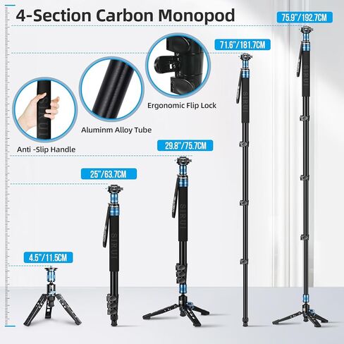 SIRUI 75.8"/192.5cm Aluminum Camera Monopod with Feet, QR Plate in Kuwait