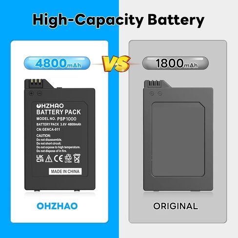 2 حزمة بطارية PSP 1000 قابلة لإعادة الشحن بقدرة 4800 مللي أمبير في الساعة، بطارية 2024 ترقية جديدة عالية السعة 3.6 فولت، مناسبة لسوني PSP 1000 (1001، 1002، 1003، 1004، 1005، 1006، 1007، 1008، 1010)، PSP Fat إلخ in Kuwait