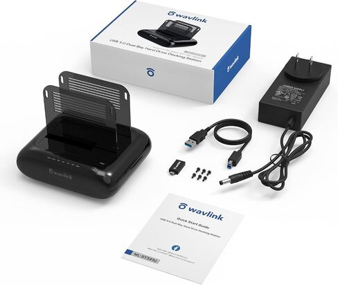 محطة إرساء القرص الصلب الخارجي WAVLINK Dual Bay، USB 3.0 إلى SATA I/II/III لقرص صلب 2.5 أو 3.5 بوصة، SSD مع وظيفة النسخ دون اتصال، يدعم UASP SATA 5 جيجابت في الثانية [دعم 2x16 تيرابايت] in Saudi Arabia