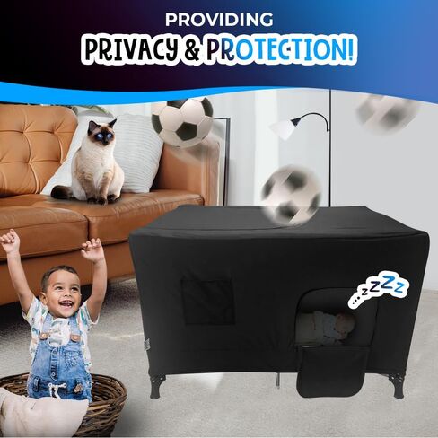 سلسلة Sleep'N'Shade PRO - غطاء Blackout Pack N Play مع حقيبة شاشة فيديو - غطاء سرير الأطفال المظلة الأكثر قتامة للسفر أو اللعب أو النوم - للأعمار من 4 أشهر فما فوق in Saudi Arabia