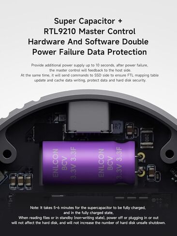 Hagibis Magnetic M.2 2230 NVMe SSD Enclosure with Magsafe for iPhone 16 15 Pro Max ProRes, 10Gbps USB C to NVMe Adapter, 100W PD, USB C Data Port, External SSD Case for MacBook, iPad Pro(MC100 Pro) in Kuwait