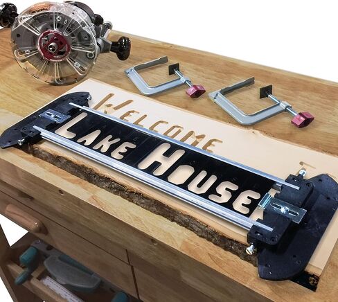 مجموعة صنع اللافتات Milescraft 1212 SignPRO لأجهزة التوجيه - 2.5 بوصة و1.5 بوصة. حروف أفقية (166 قالب)، 1.5 بوصة. و2.5 بوصة. أرقام رأسية (80 قالب) - تتضمن لقمة راوتر 3/8 بوصة - مجموعة كاملة in Kuwait