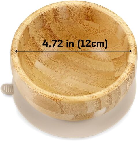 PandaEar Baby Bamboo Suction Bowl with Silicone Spoons, Wooden Baby Bowls for Toddlers & Kids, Divided Non-Slip Wooden Bowl Feeding Supplies in Saudi Arabia