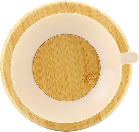 PandaEar Baby Bamboo Suction Bowl with Silicone Spoons, Wooden Baby Bowls for Toddlers & Kids, Divided Non-Slip Wooden Bowl Feeding Supplies in Saudi Arabia