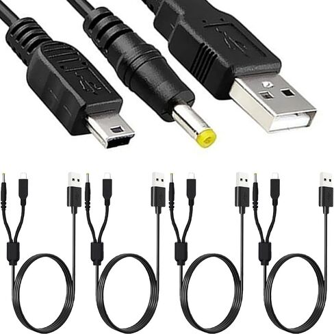 PSP 1000 Charger Cable for Sony PSP 1000 2000 3000 Series and E-1000 L-Shape, USB 2.0 A Male to DC 5V Barrel Jack 2-in-1 Power Cable 28AWG Wire for Tablet, Cellphone, Laptop(4 Pcs) in Saudi Arabia