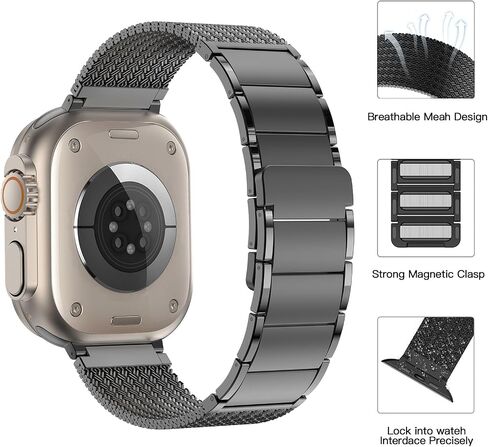 سوار ساعة مغناطيسي متوافق مع ساعة Apple 38 مم 40 مم 41 مم 42 مم 44 مم 45 مم 46 مم 49 مم، أساور معدنية بديلة مضفرة لسلسلة iwatch Ultra 2/Ultra SE 10 9 8 7 6 5، حزام ساعة للنساء والرجال لساعة iWatch in Kuwait