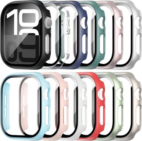 HASDON [12 علبة حافظة متوافقة مع Apple Watch Series 10 42 مم مع واقي شاشة من الزجاج المقوى، غطاء حماية كامل من البولي كربونات الصلب مقاوم للصدمات لملحقات iWatch Series 10 42 مم in Kuwait