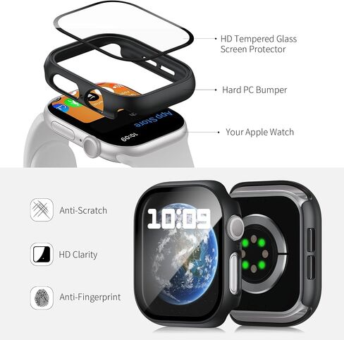 HASDON [12 علبة حافظة متوافقة مع Apple Watch Series 10 42 مم مع واقي شاشة من الزجاج المقوى، غطاء حماية كامل من البولي كربونات الصلب مقاوم للصدمات لملحقات iWatch Series 10 42 مم in Kuwait