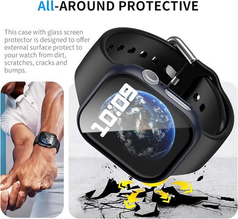 HASDON [12 علبة حافظة متوافقة مع Apple Watch Series 10 42 مم مع واقي شاشة من الزجاج المقوى، غطاء حماية كامل من البولي كربونات الصلب مقاوم للصدمات لملحقات iWatch Series 10 42 مم in Kuwait