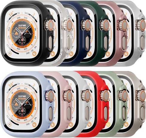 HASDON [12 علبة حافظة متوافقة مع Apple Watch Series 10 42 مم مع واقي شاشة من الزجاج المقوى، غطاء حماية كامل من البولي كربونات الصلب مقاوم للصدمات لملحقات iWatch Series 10 42 مم in Kuwait