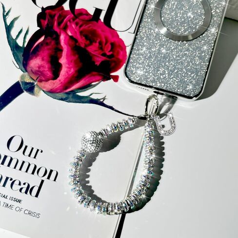Letter Diamond Phone Charm With Phone Tether Tab, Luxury Bling Diamond Glitter Wrist Strap, Hanging Accessory Anti-loss Phone Lanyard Gifts for Women Girls-B in Kuwait
