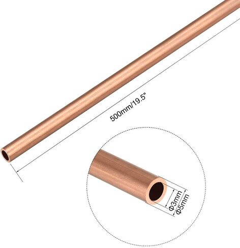 uxcell 2Pcs Copper Round Tube Pipe 10mm Outside Diameter X 8mm Inside Diameter 500mm Long in Kuwait