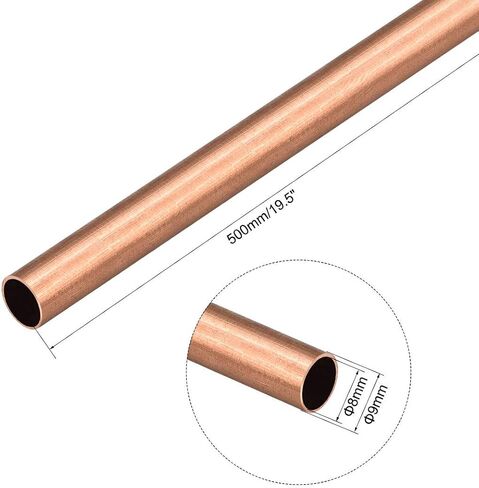uxcell 2Pcs Copper Round Tube Pipe 10mm Outside Diameter X 8mm Inside Diameter 500mm Long in Saudi Arabia