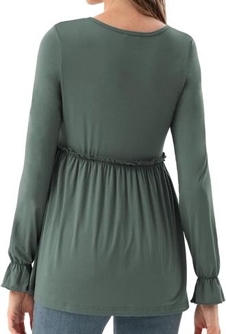Maternity Shirt Long Sleeve Round Neck Casual Pregnancy Clothes in Saudi Arabia