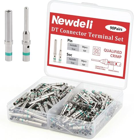 Newdeli 50 Pairs Deutsch Pin Connector Kit Size 16 Solid Contacts DT Series Connector, Common Contacts Automotive Terminals, Ni Plating Pin and Socket Contacts, 14-20AWG Wire Size in Saudi Arabia