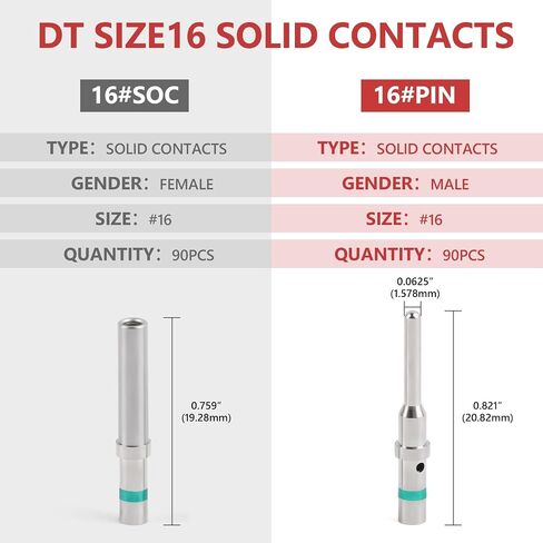 Newdeli 50 Pairs Deutsch Pin Connector Kit Size 16 Solid Contacts DT Series Connector, Common Contacts Automotive Terminals, Ni Plating Pin and Socket Contacts, 14-20AWG Wire Size in Saudi Arabia
