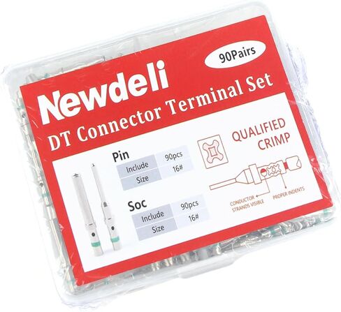 Newdeli 50 Pairs Deutsch Pin Connector Kit Size 16 Solid Contacts DT Series Connector, Common Contacts Automotive Terminals, Ni Plating Pin and Socket Contacts, 14-20AWG Wire Size in Saudi Arabia