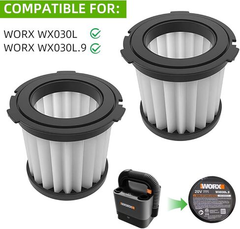 4 عبوات من مرشحات WA6077 للمكنسة الكهربائية Worx WX030L، متوافقة مع مكنسة WORX WX030L.9 20V Cube Vac المدمجة، مناسبة للمكنسة الكهربائية المدمجة WORX WX030L in Kuwait