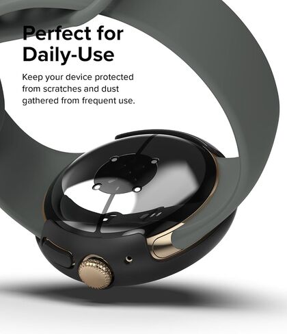 Ringke Slim [Anti-Yellowing Material / 2 Pack] Compatible with Google Pixel Watch 3 Case (45mm) Sturdy Solid Transparent Cover + Extra Color for Women, Men - Clear + Matte Black in Saudi Arabia