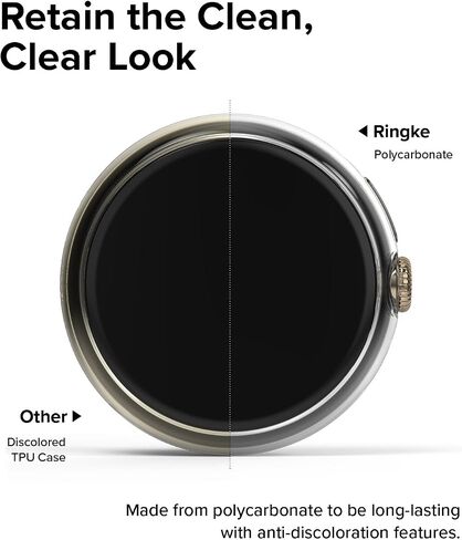 Ringke Slim [Anti-Yellowing Material / 2 Pack] Compatible with Google Pixel Watch 3 Case (45mm) Sturdy Solid Transparent Cover + Extra Color for Women, Men - Clear + Matte Black in Saudi Arabia