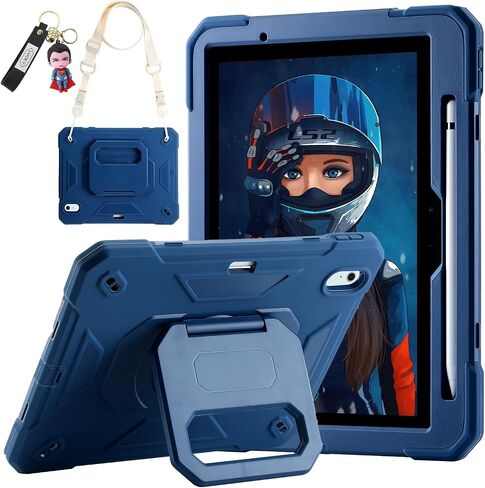 MARKILL Case for iPad Air 11 Inch Case 2024 (M2) with Pencil Slot/360 Rotating Grip Magic Stand,Keychain/Carrying Shoulder Strap,Full-Body Rugged Cover for iPad Air 6th Generation (Navy Blue) in Kuwait