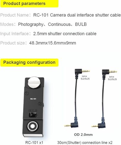 for Leica SL2 SL3 SL2S The Camera Releases The Shutter Cord Remote Control RC101-sl2 Remote 1/4 Screw Fixing Small Release Button Handle (RC101-SL2) in Kuwait