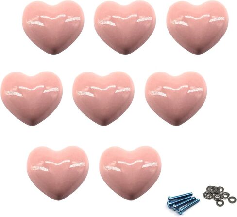 Pink Door Knobs Ceramic Drawer Pull Handle Kids Room Cupboard Knobs with Screws (8 Pieces Come with Screws and Shims) in Saudi Arabia