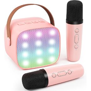 Mini Karaoke Machine with Kids Adults, Portable Bluetooth Speaker 2 Wireless Microphones, Gift for BoyToys 4, 5, 6, 7, 8, 10, 12+ Years Birthday Party (Purple)