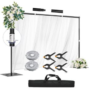 Heavy Duty Backdrop Stand, 8.5x10ft Adjustable Photo Background Stand Support System Kit with Metal Base, Pipe and Drape Photography Backdrop Stand Kit for Parties Video Studio Wedding