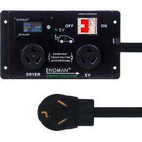 Smart Dryer EV Splitter,ENDMAN Automatic Power Switch for Dryer and EV,Fast Charge,NEMA 10-30