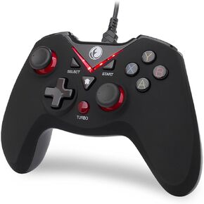 V-one Wired USB Gaming Controller Gamepad Joystick for PC (Windows XP/7/8/10/11) & Steam & Android & PS3 - Red