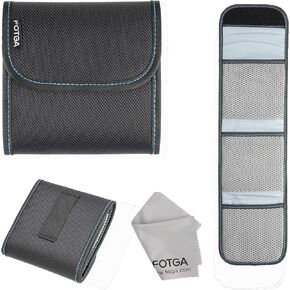FOTGA 3-slot Camera Lens Filter Case Pouch Holder for 4x4 100mmx100mm Square Filter Circular Filter Up to 95mm CPL UV ND Filter,with Belt Loop,Cleaning Cloth, Water-Resistant Dustproof Shockproof