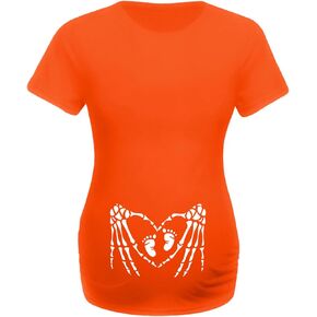 قميص الأمومة الهالوين للنساء قمصان إعلان الحمل قميص الحمل مع آثار أقدام تي شيرت in Kuwait