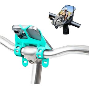 Bone Bike Tie 4 Pro Max, Universal Bike Phone Mount, Dual-Strap Design Bicycle Holder for T-Shape U-Shape Stem, E-Bike Stemless Bikes with Shock-Absorption Compatiable with Phones 4.7-7.2"- Turquoise
