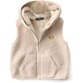 Happy Cherry Girls Polar Fleece Vest Reversible Cartoon Zipper Hooded Waistcoat