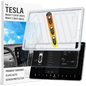 ABSONE Screen Protector for Model Y(2024~2020) Model 3(2023~2017), Accessories for Tesla Model Y /3 Dashboard Touchscreen, Anti Glare, Anti Fingerprint, Easy Installation Tray, 9H Tempered Glass