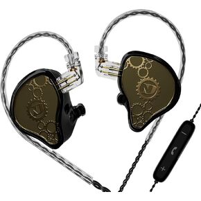 ND Venus in Ear Monitor Headphones, 10mm Double Magnetic Dynamic Driver IEM Earphones, HiFi Wired Gaming Earbuds, 2 Pin Detachable Cable (with Mic, Green, 3.5mm Plug)
