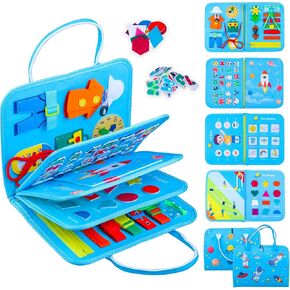 Toddler Busy Board Montessori Toys for 1 2 3 4 Year Old Boys Birthday Gifts - Educational Learning Busy Book Sensory Toys for Toddlers 1-3 - Airplane Car Travel Activities Toys for Kids Ages 2-4
